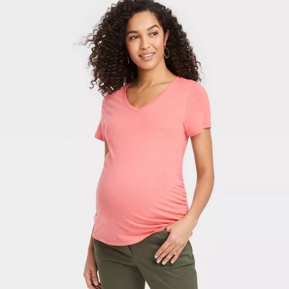 Ingrid & Isabel Tops - Isabel Maternity V-Neck T-shirt - Pink